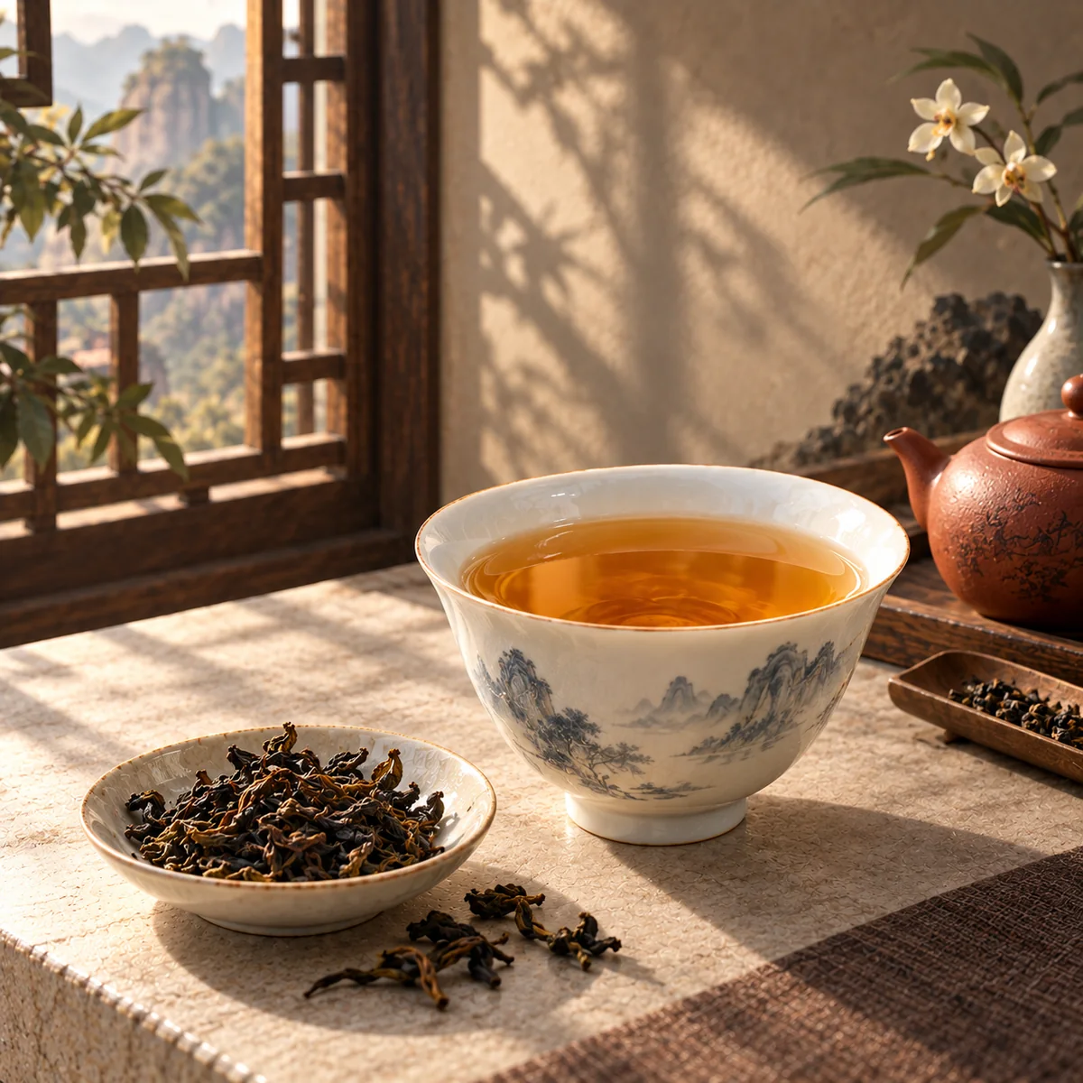 乌龙茶的茶汤与干茶